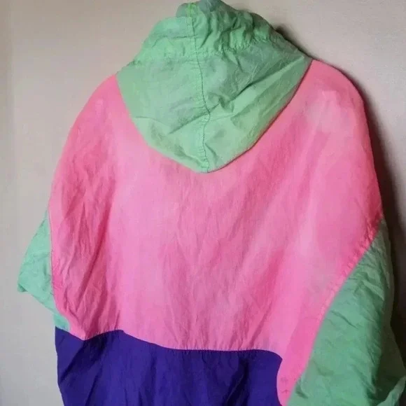 Vintage Neon Pink Purple Green Windbreaker M - Picture 5 of 11